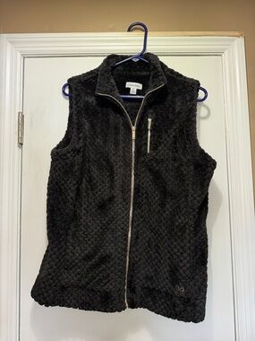 Calvin Klein Black Plush Quilted Zip Vest